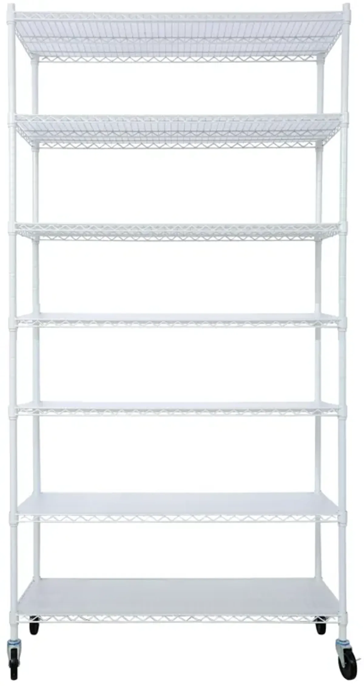 7 Tier Metal Shelf Wire Shelving Unit, 2450Lbs Heavy Duty Adjustable Storage Rack With Wheels & Shelf Liners For Closet Kitchen Garage Basement Commercial Shelving