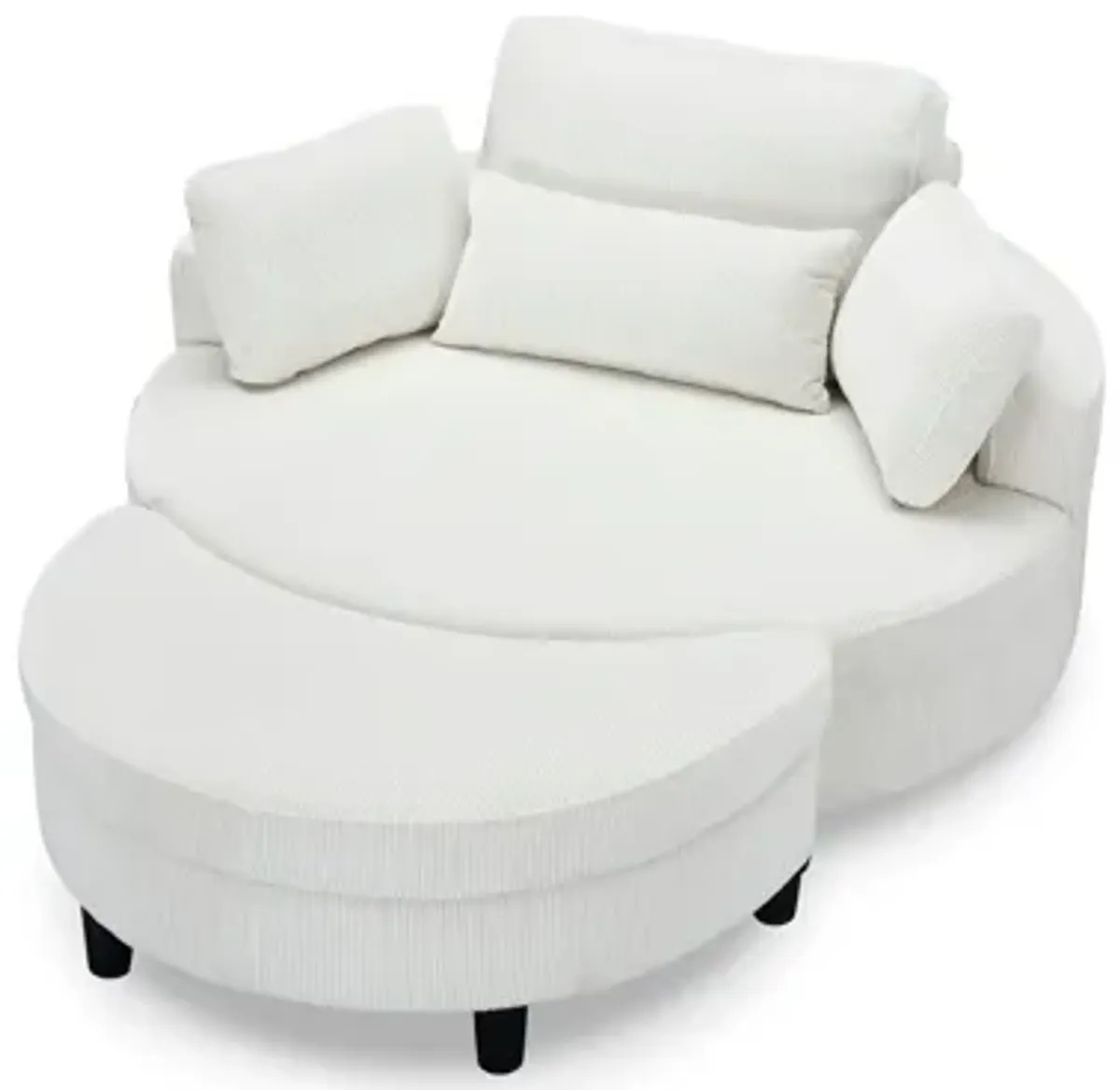 Corduroy Sofa With Two Throw Pillows And A Waist Pillow With An Extra Tray For Comfortable Seating In Small Apartment Bedrooms