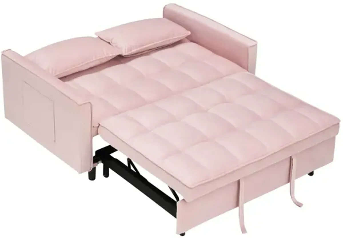 Modern Velvet Sofa, Sofa Pull-Out Bed, Small Love Seat Casual Sofa With Back, With Pillow, Pockets, Living Room Furniture, 3 In 1 Convertible Sleep Sofa Bed