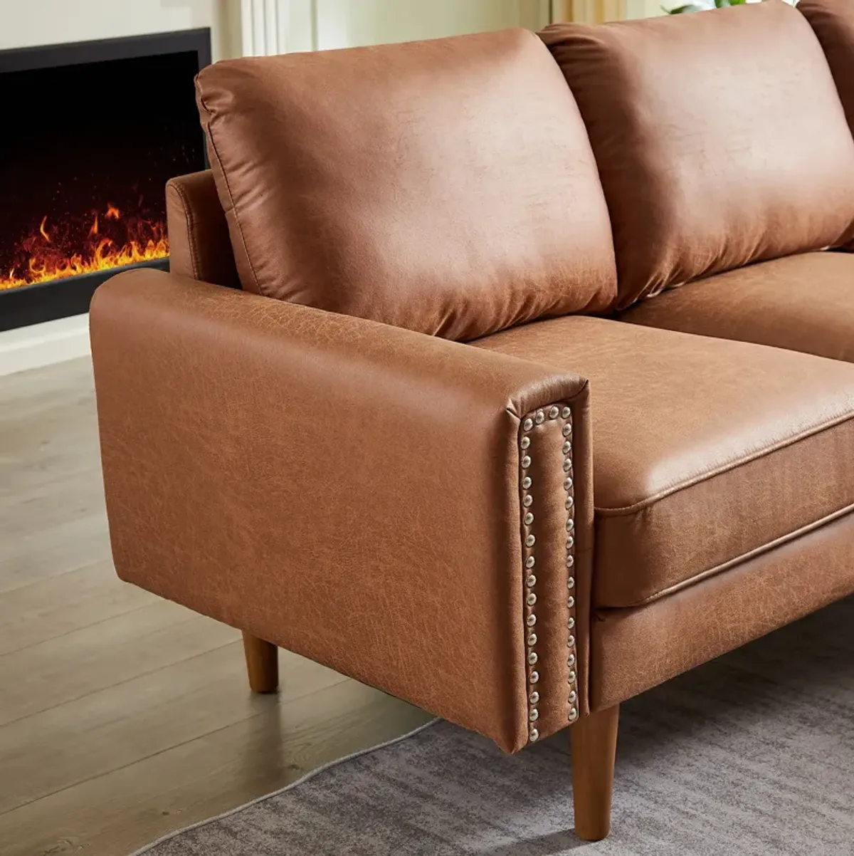 L-Shape Sofa Couch With Chais Mid-Century, Strong Leg And Design That Will Complement Any Living Space, Left Chaise