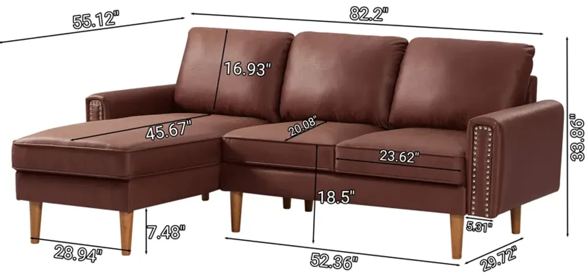 L-Shape Sofa Couch With Chais Mid-Century, Strong Leg And Design That Will Complement Any Living Space, Left Chaise