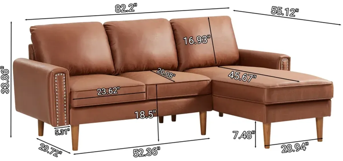 L-Shape Sofa Couch With Chais Mid-Century, Strong Leg And Design That Will Complement Any Living Space, Left Chaise