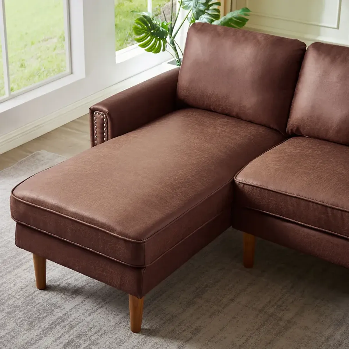 L-Shape Sofa Couch With Chais Mid-Century, Strong Leg And Design That Will Complement Any Living Space, Left Chaise