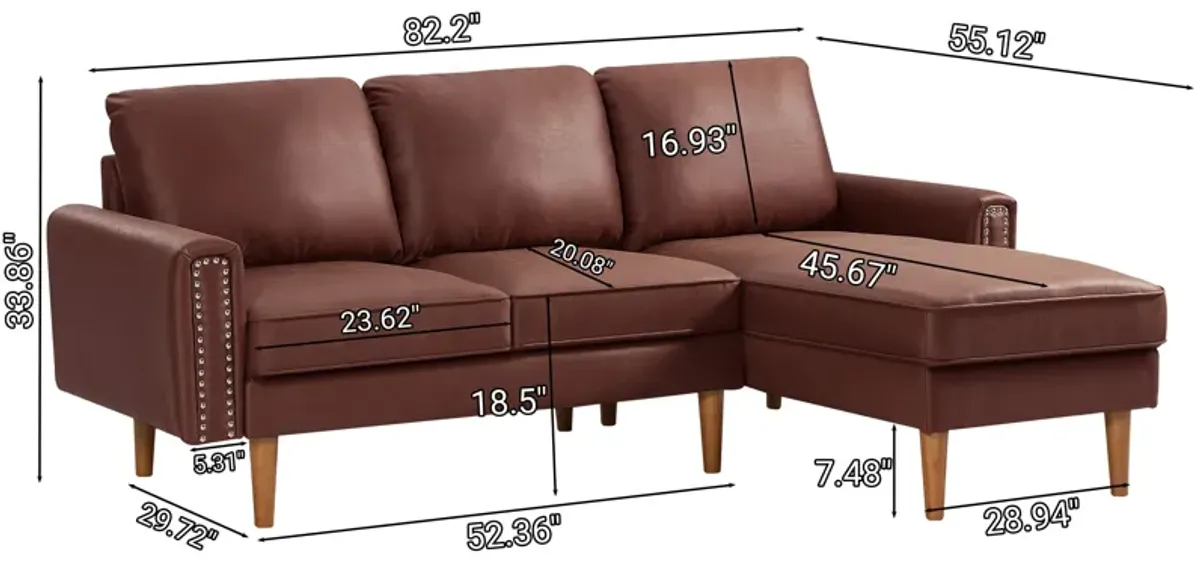 L-Shape Sofa Couch With Chais Mid-Century, Strong Leg And Design That Will Complement Any Living Space, Left Chaise