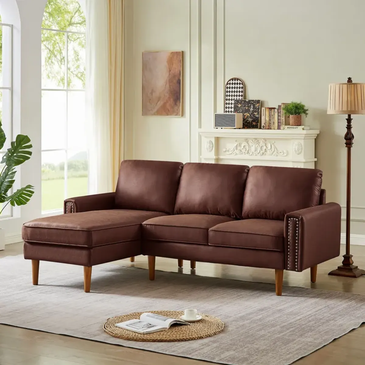 L-Shape Sofa Couch With Chais Mid-Century, Strong Leg And Design That Will Complement Any Living Space, Left Chaise