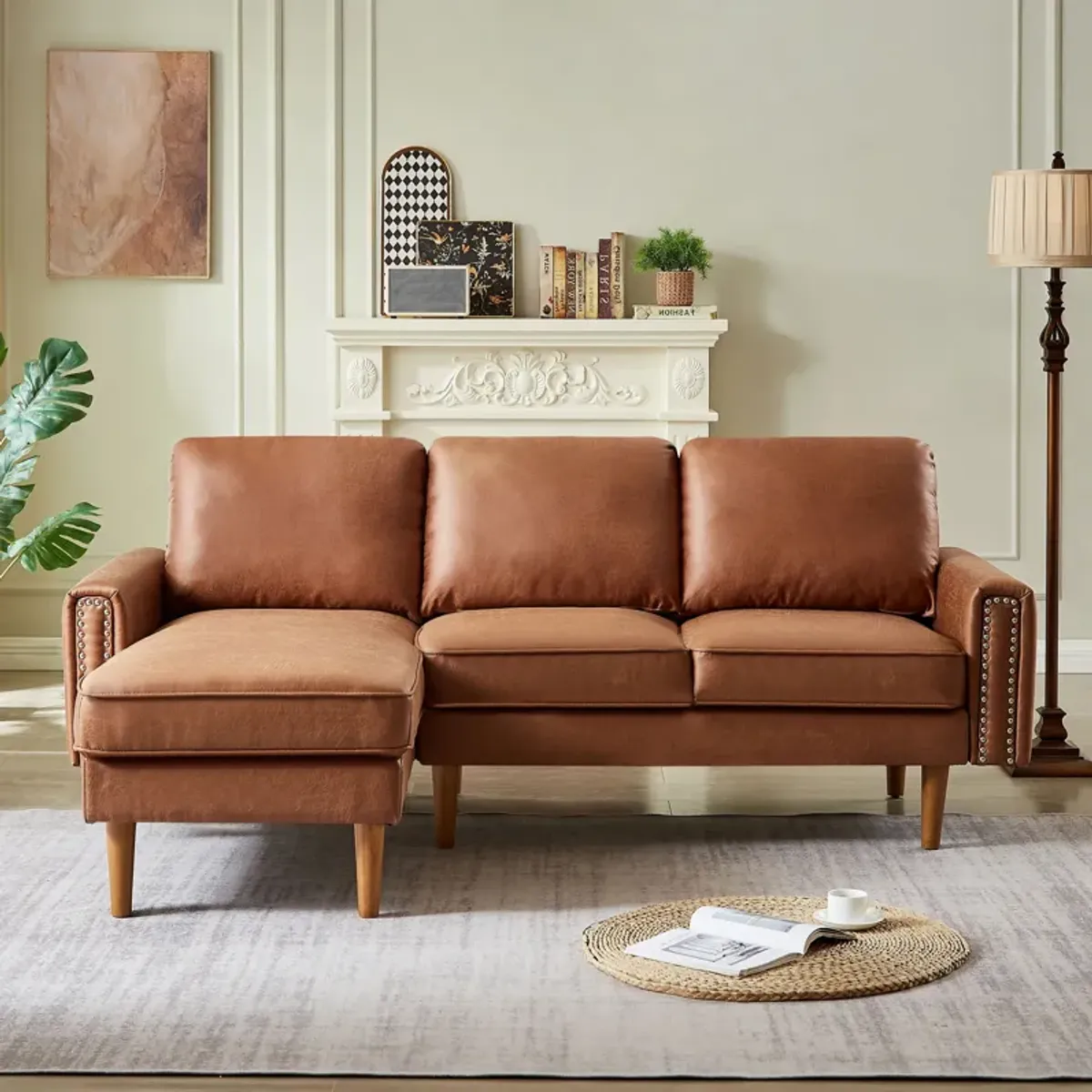 L-Shape Sofa Couch With Chais Mid-Century, Strong Leg And Design That Will Complement Any Living Space, Left Chaise