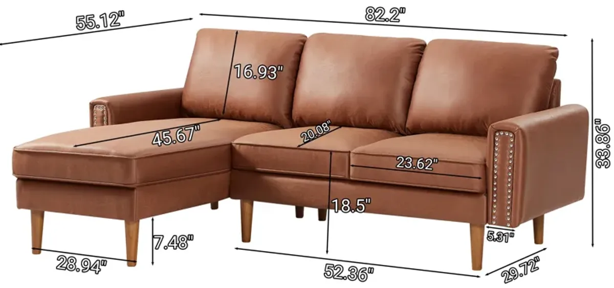 L-Shape Sofa Couch With Chais Mid-Century, Strong Leg And Design That Will Complement Any Living Space, Left Chaise