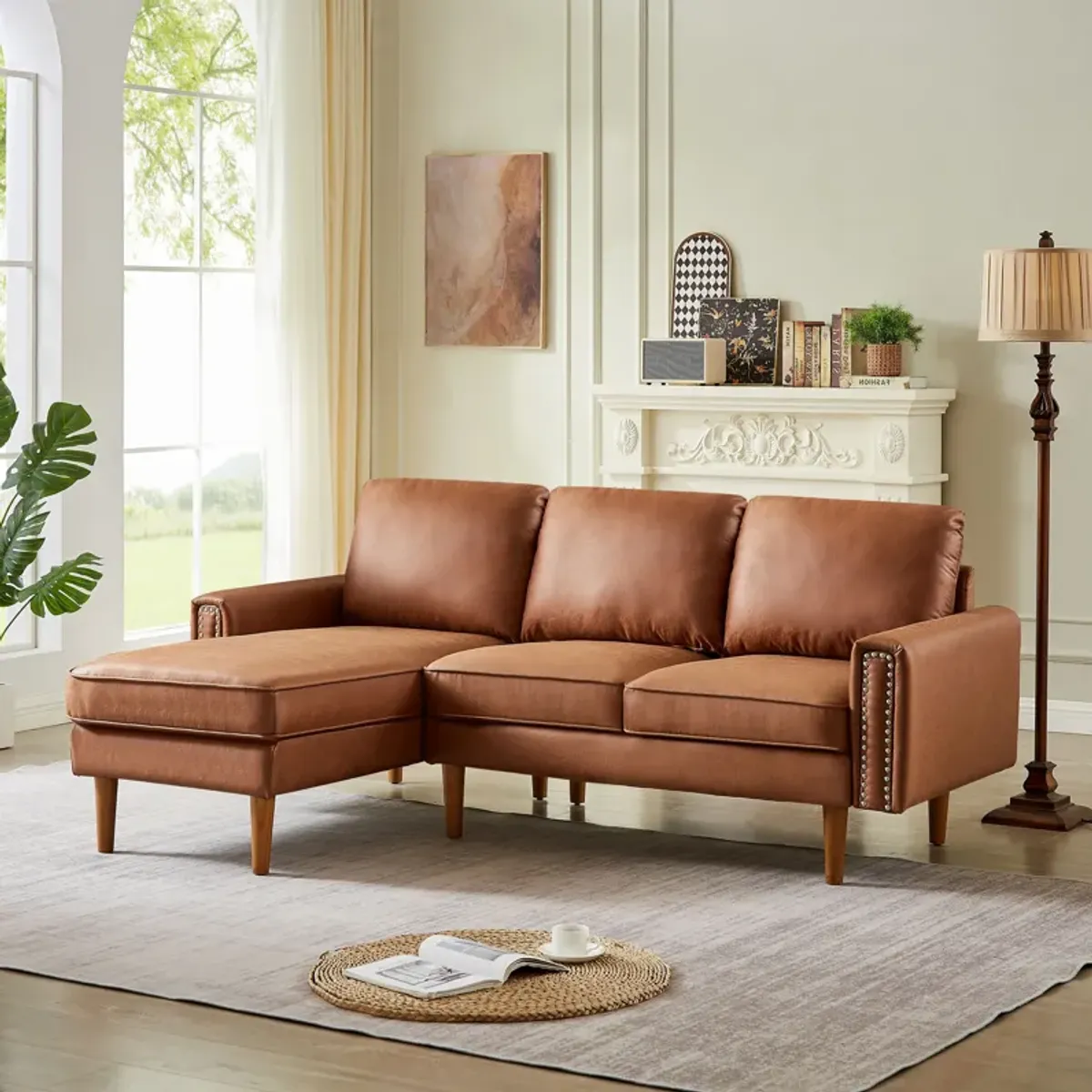 L-Shape Sofa Couch With Chais Mid-Century, Strong Leg And Design That Will Complement Any Living Space, Left Chaise