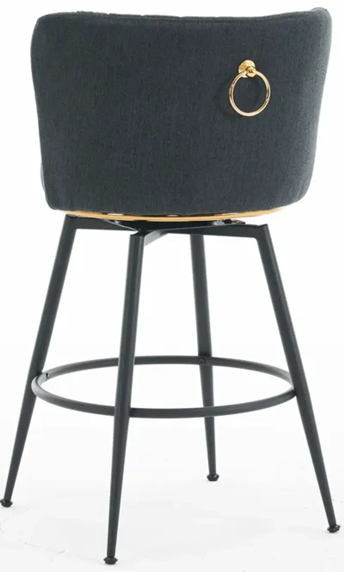 Swivel Bar Stools, High-Back, Adjustable, Upholstered With Elegant Metal Back Accents For Kitchen, Bar, Or Dining Room (Set of 2)