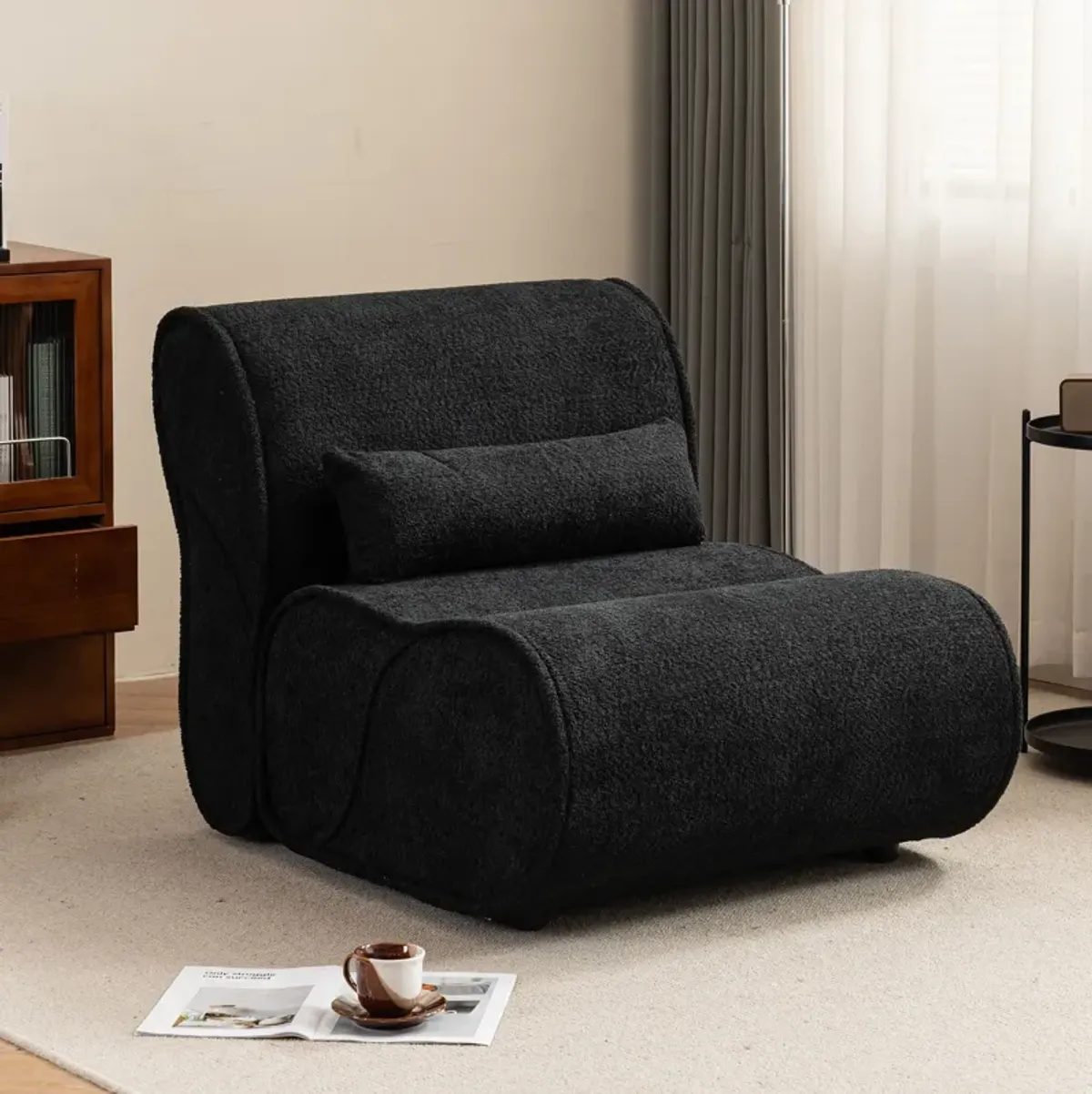 Soft Pellet Velvet Recliner, Comfortable Lounge Chair With Waist Pack Padding, Modern Design, Ideal For Living Room