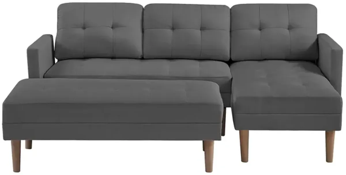 Right Facing Sectional Sofa Bed, L-Shape Sofa Chaise Lounge With Ottoman Bench