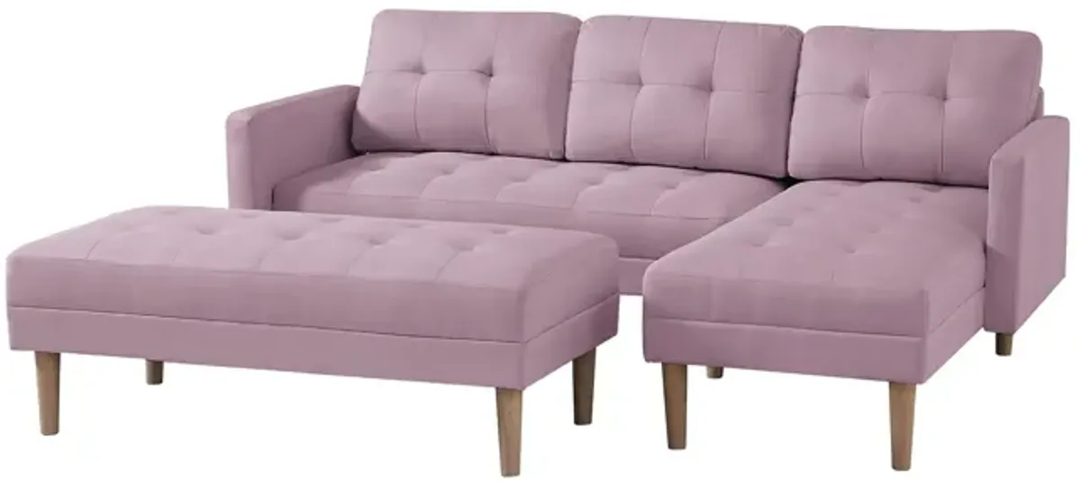 Right Facing Sectional Sofa Bed, L-Shape Sofa Chaise Lounge With Ottoman Bench