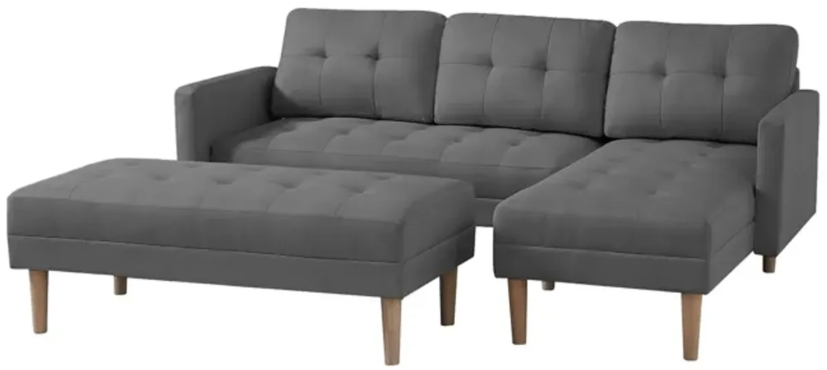 Right Facing Sectional Sofa Bed, L-Shape Sofa Chaise Lounge With Ottoman Bench