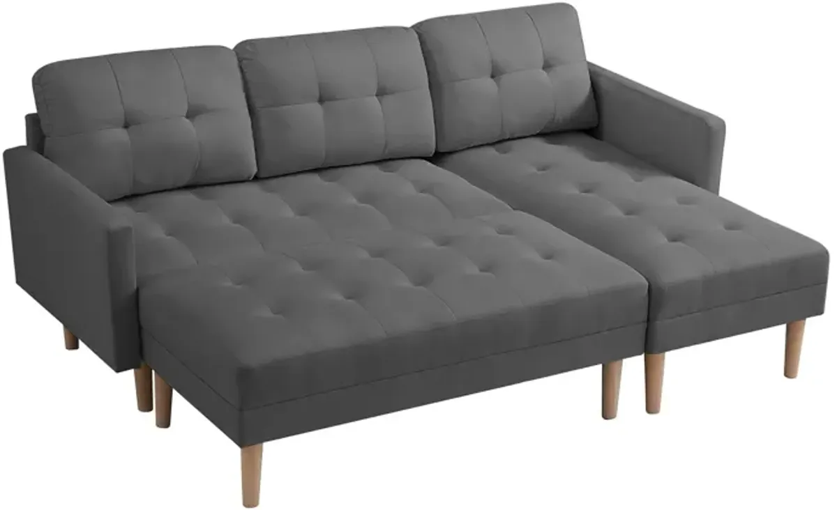 Right Facing Sectional Sofa Bed, L-Shape Sofa Chaise Lounge With Ottoman Bench