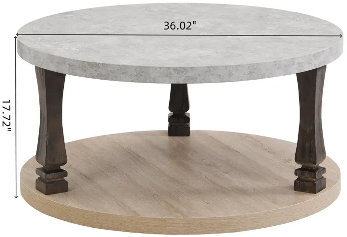 Mid-Century 2 Tier Round Table With Storage Shelf