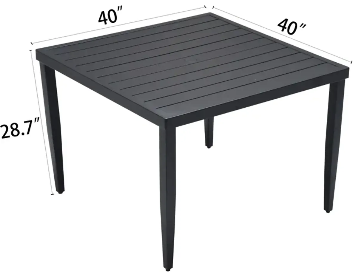 Outdoor Patio Rectangle Dining Table With Tapered Feet & Umbrella Hole