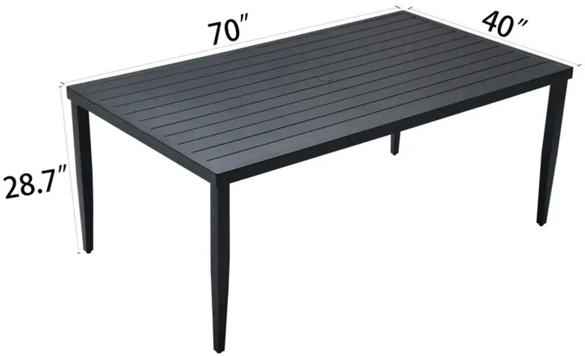 Outdoor Patio Rectangle Dining Table With Tapered Feet & Umbrella Hole