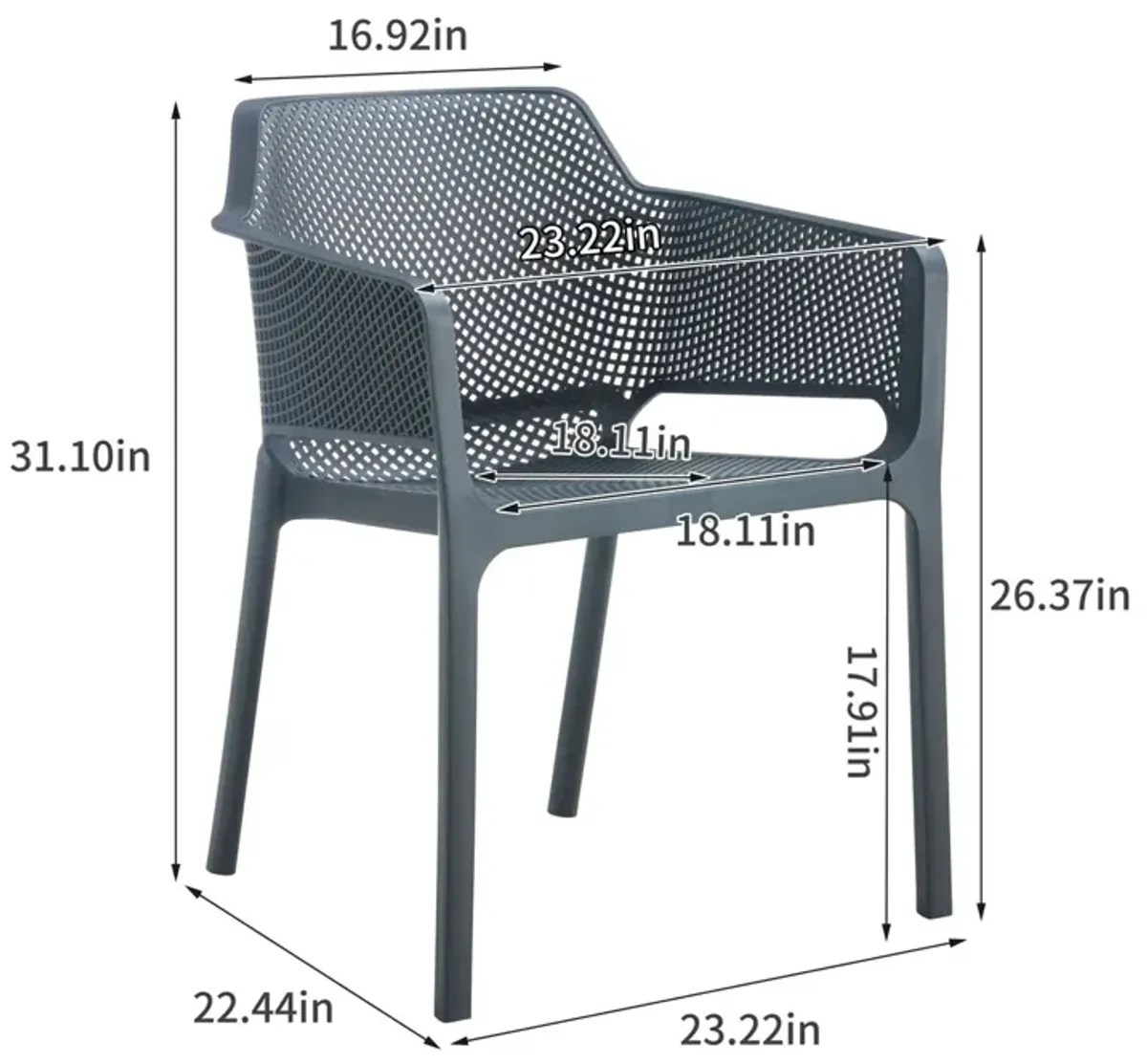 3 Piece Plastic Arm Chair Bistro Grs Premium Ocean Plastic