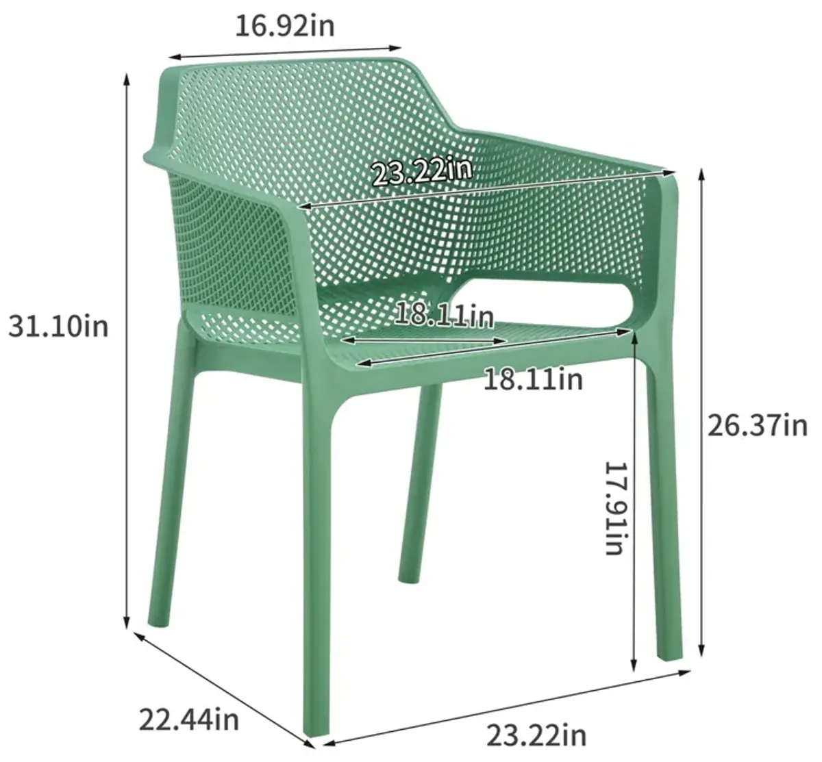 3 Piece Plastic Arm Chair Bistro Grs Premium Ocean Plastic