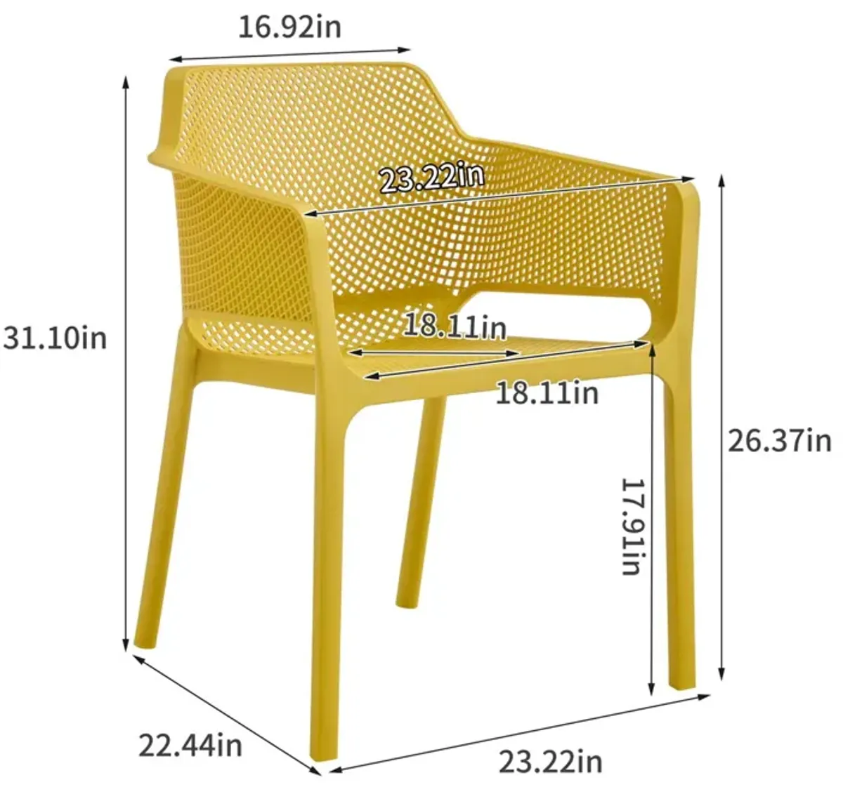 3 Piece Plastic Arm Chair Bistro Grs Premium Ocean Plastic