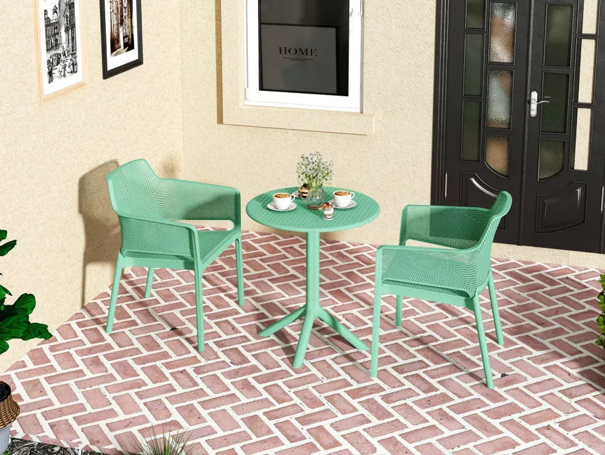 3 Piece Plastic Arm Chair Bistro Grs Premium Ocean Plastic