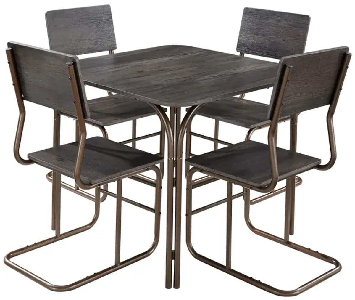 5 Piece Wood Table & 4 Chairs, Modern Dining Table Furniture Set For Home, Kitchen, Dining Room, Dining Table And Chair - Gray