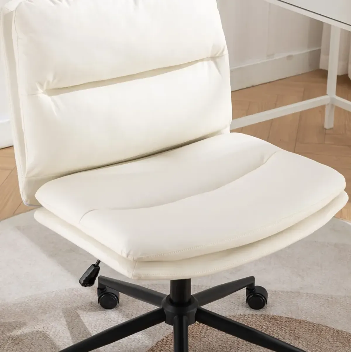 Bizerte - Adjustable Swivel Criss-Cross Chair, Wide Seat / Office Chair / Vanity Chair - White