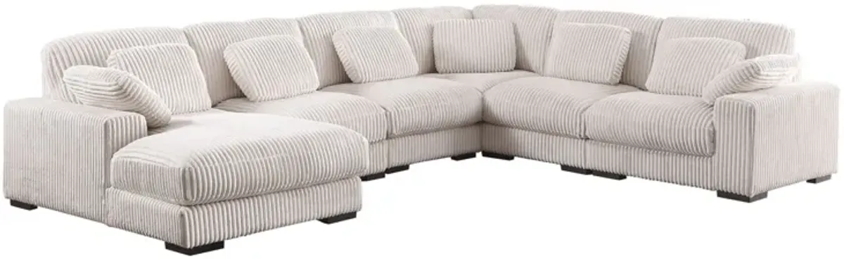 Nadine - Beige Corduroy Corner Sectional Sofa With Left Facing Chaise