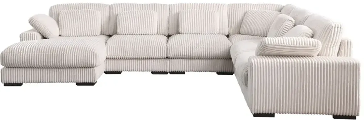 Nadine - Beige Corduroy Corner Sectional Sofa With Left Facing Chaise