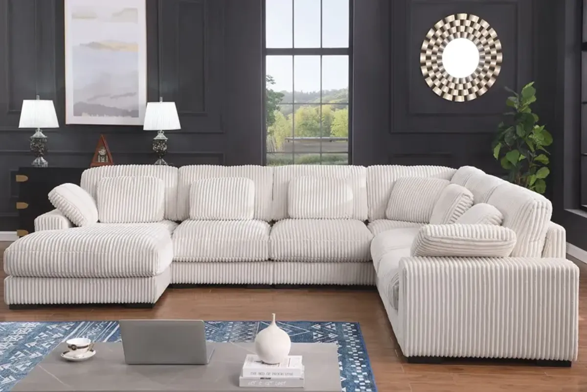 Nadine - Beige Corduroy Corner Sectional Sofa With Left Facing Chaise