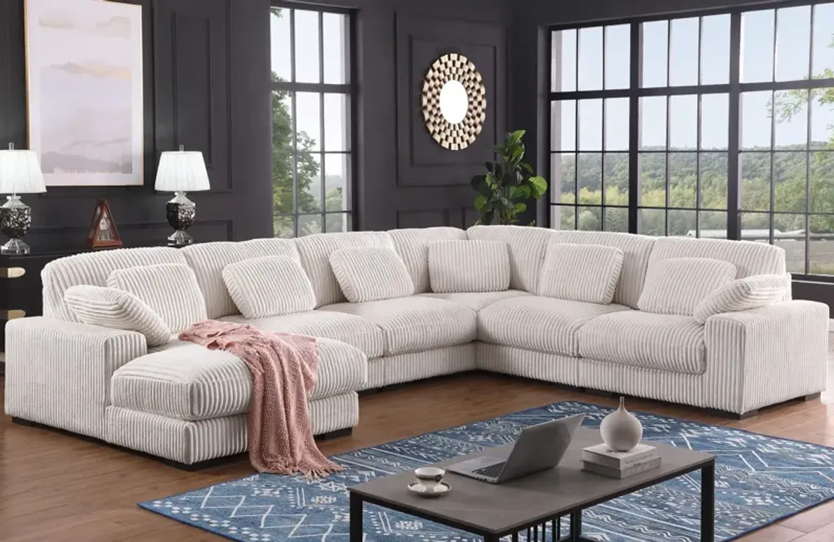 Nadine - Beige Corduroy Corner Sectional Sofa With Left Facing Chaise