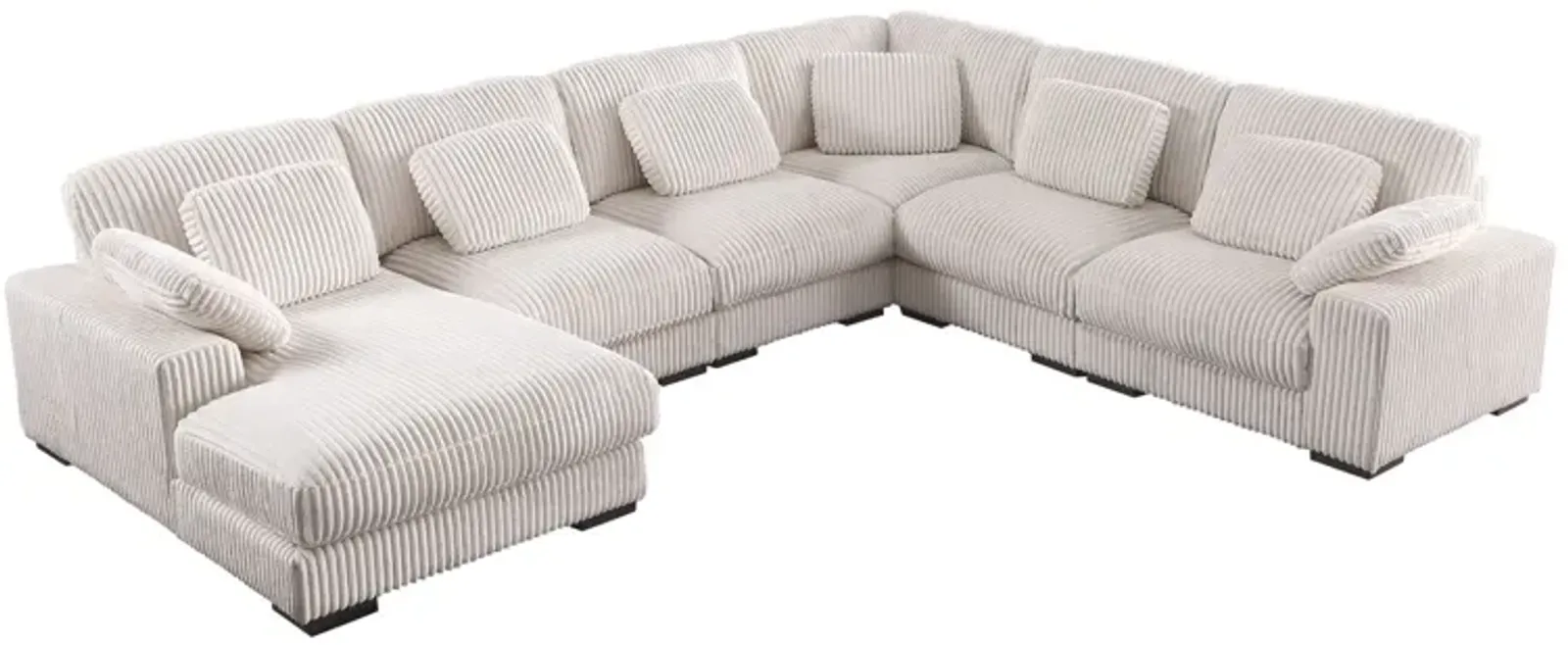 Nadine - Beige Corduroy Corner Sectional Sofa With Left Facing Chaise