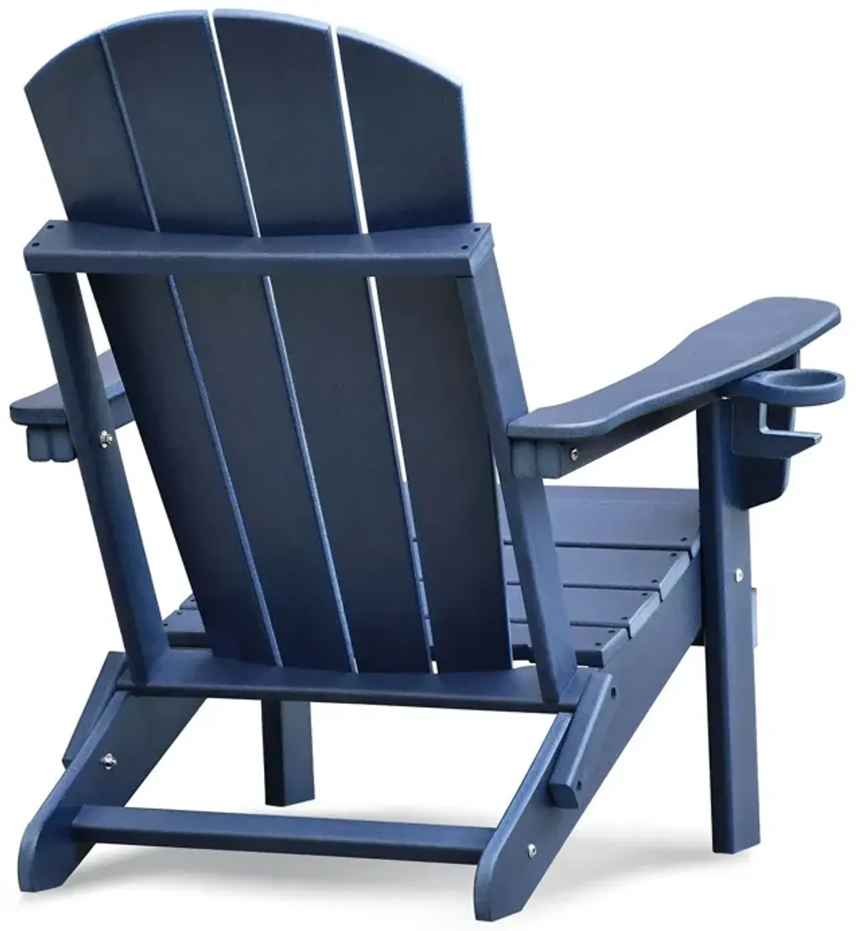 Folding Outdoor Adirondack Chair For Relaxing, Hdpe All-Weather Fire Pit Chair, Patio Lawn Chair For Outside Deck Garden Backyardf Balcony - Navy Blue