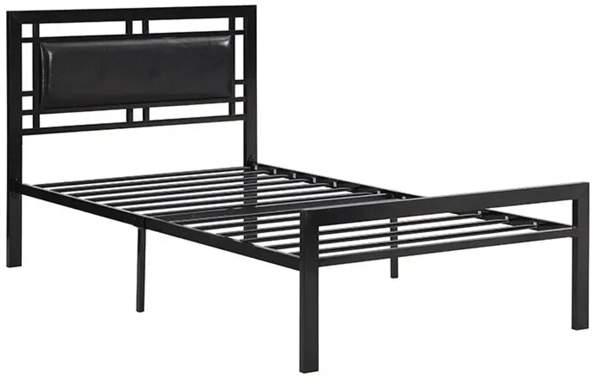 Twin Size Metal Bed Sturdy System, Modern Style And Comfort To Any Bedroom - Black