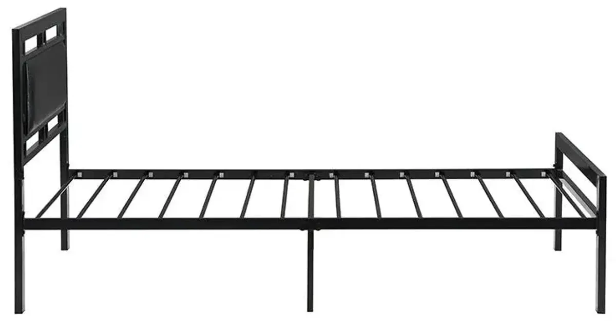 Twin Size Metal Bed Sturdy System, Modern Style And Comfort To Any Bedroom - Black