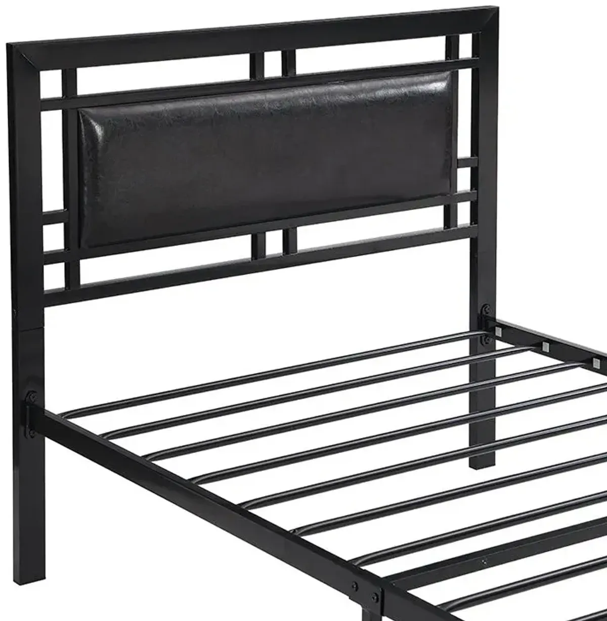 Twin Size Metal Bed Sturdy System, Modern Style And Comfort To Any Bedroom - Black