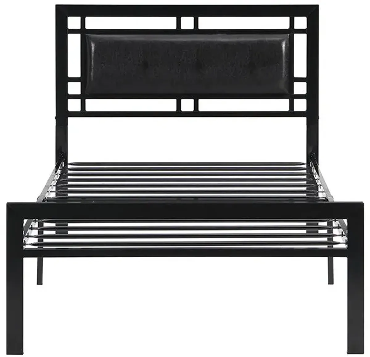 Twin Size Metal Bed Sturdy System, Modern Style And Comfort To Any Bedroom - Black