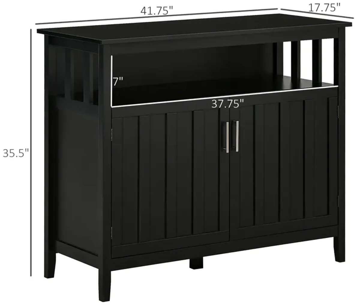 Homcom - Sideboard Buffet Cabinet, Kitchen Cabinet, Coffee Bar Cabinet With 2 Doors And Adjustable Shelves For Entryway Living Room - Black