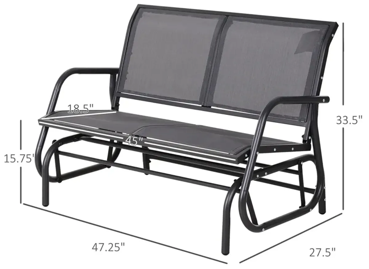 Outsunny - 2 Person Outdoor Glider Bench, Patio Double Swing Rocking Chair Loveseat With Powder Coated Steel Frame For Backyard Garden Porch - Gray