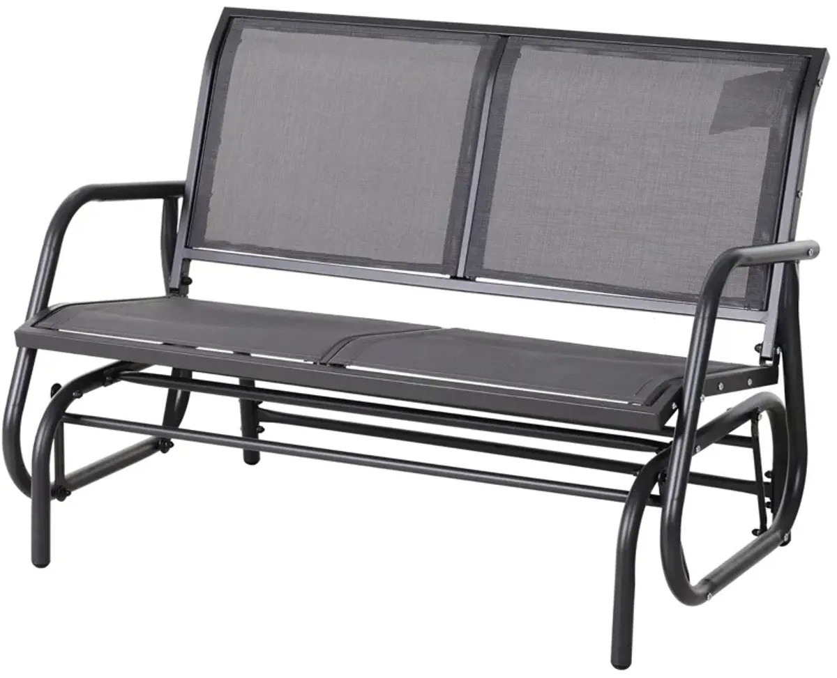 Outsunny - 2 Person Outdoor Glider Bench, Patio Double Swing Rocking Chair Loveseat With Powder Coated Steel Frame For Backyard Garden Porch - Gray