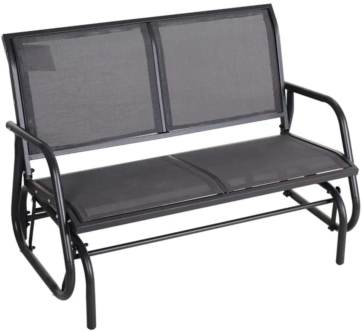 Outsunny - 2 Person Outdoor Glider Bench, Patio Double Swing Rocking Chair Loveseat With Powder Coated Steel Frame For Backyard Garden Porch - Gray