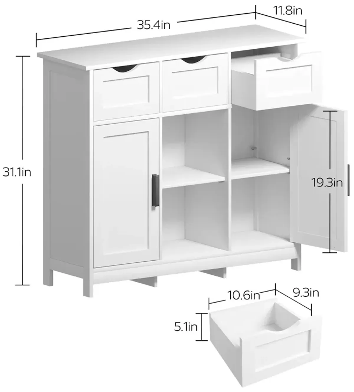 Storage Cabinets, Wooden Floor Cabinet, With Drawers And Shelves Storage Cabinets, Accent Cabinet For Living Room, Bedroom, Bathroom Furniture Home Decor