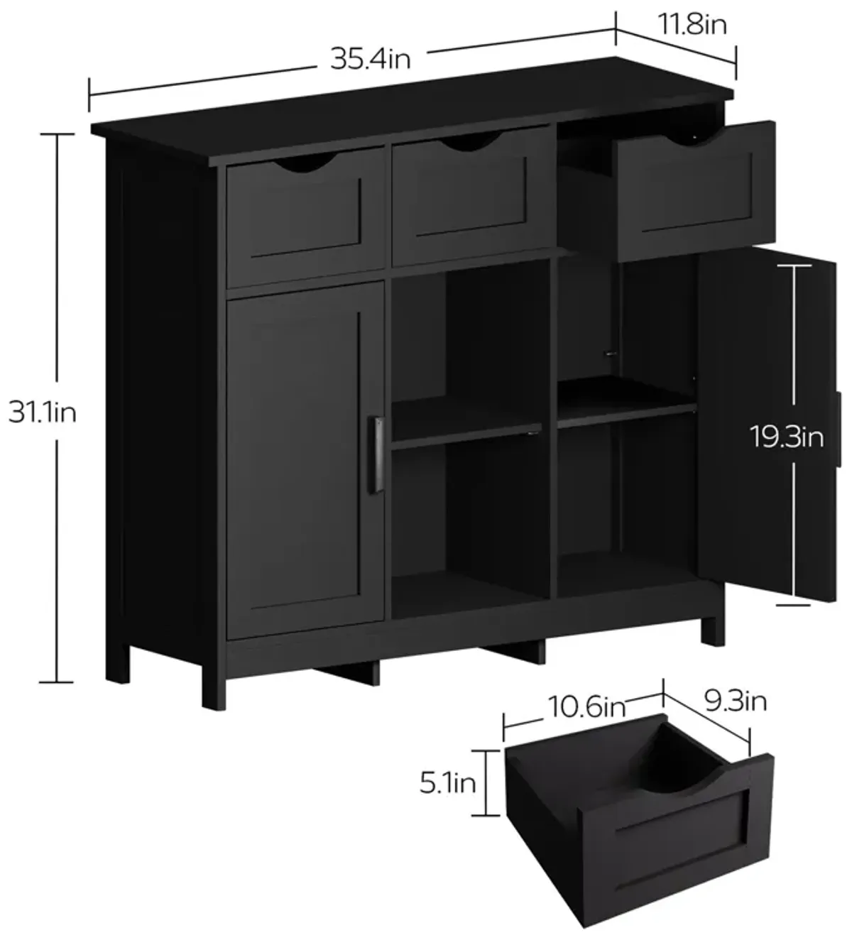 Storage Cabinets, Wooden Floor Cabinet, With Drawers And Shelves Storage Cabinets, Accent Cabinet For Living Room, Bedroom, Bathroom Furniture Home Decor