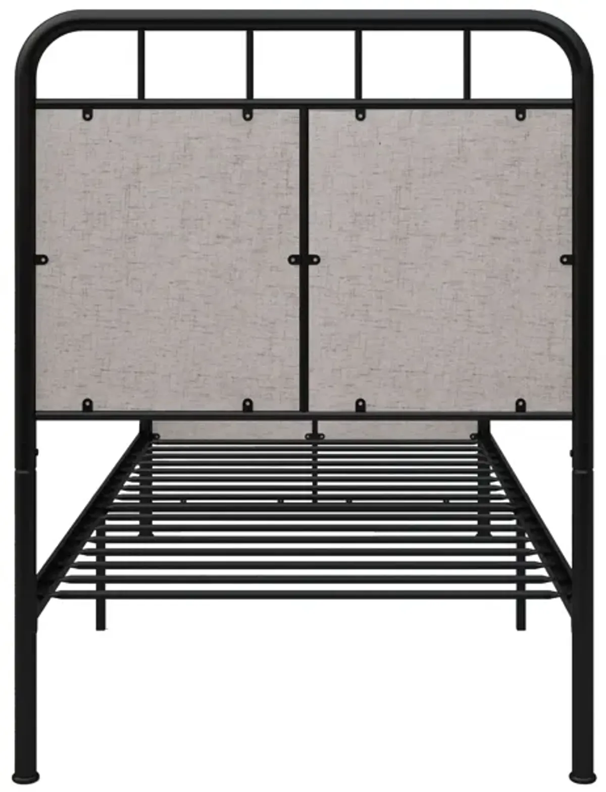 Twin Size Linen Upholstered Platform Metal Bed Frame With Fabric Headboard And Footboard - Brown