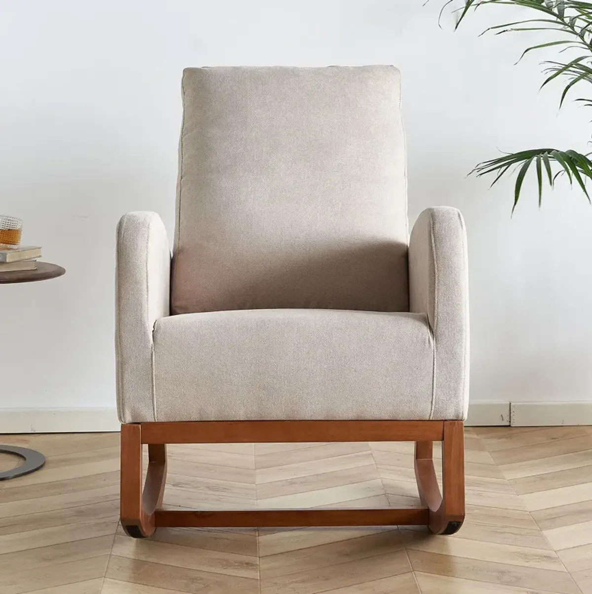 Linen Rocking Chair Accent Chair - Beige