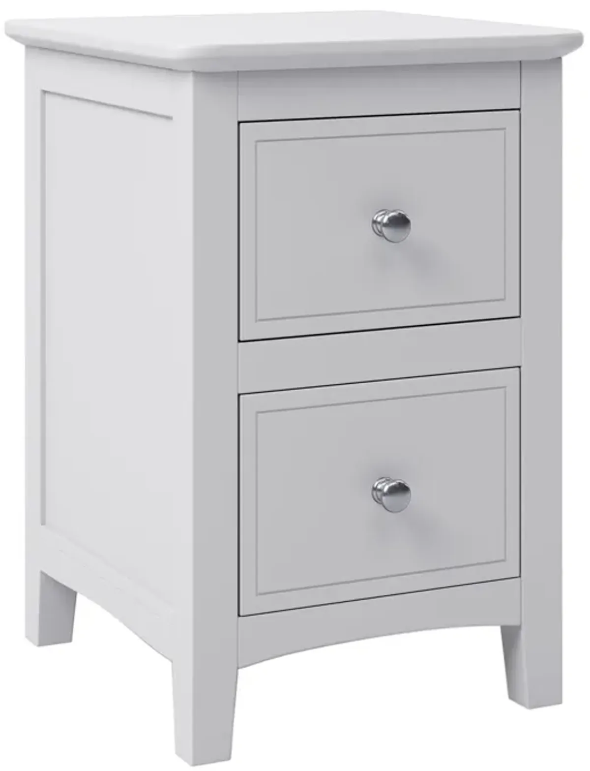 2 Drawers Solid Wood Nightstand End Table - White