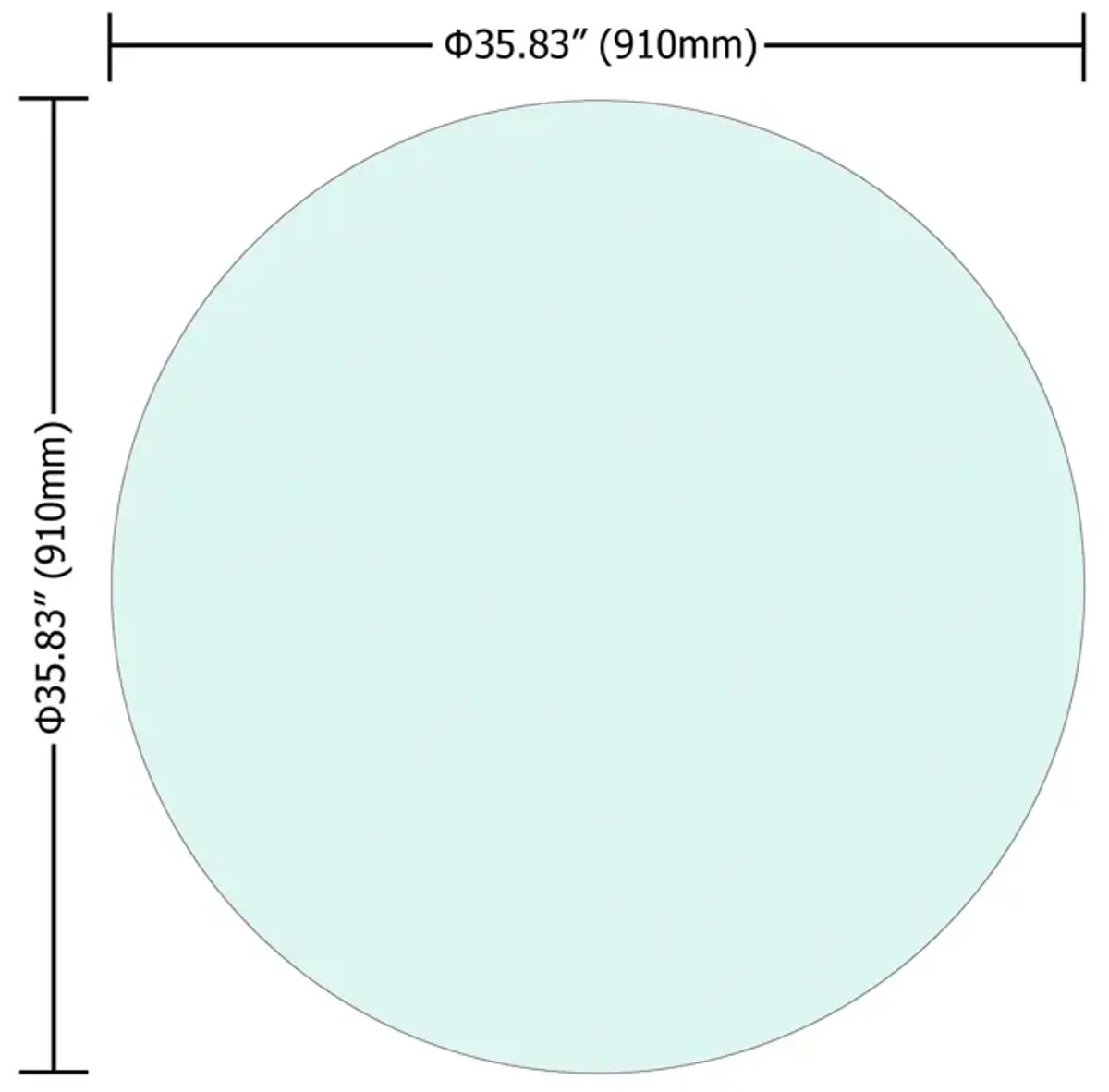 36" Round Tempered Glass Table Top Clear Glass 1 / 4’’" Thick Round Polished Edge - Transparent