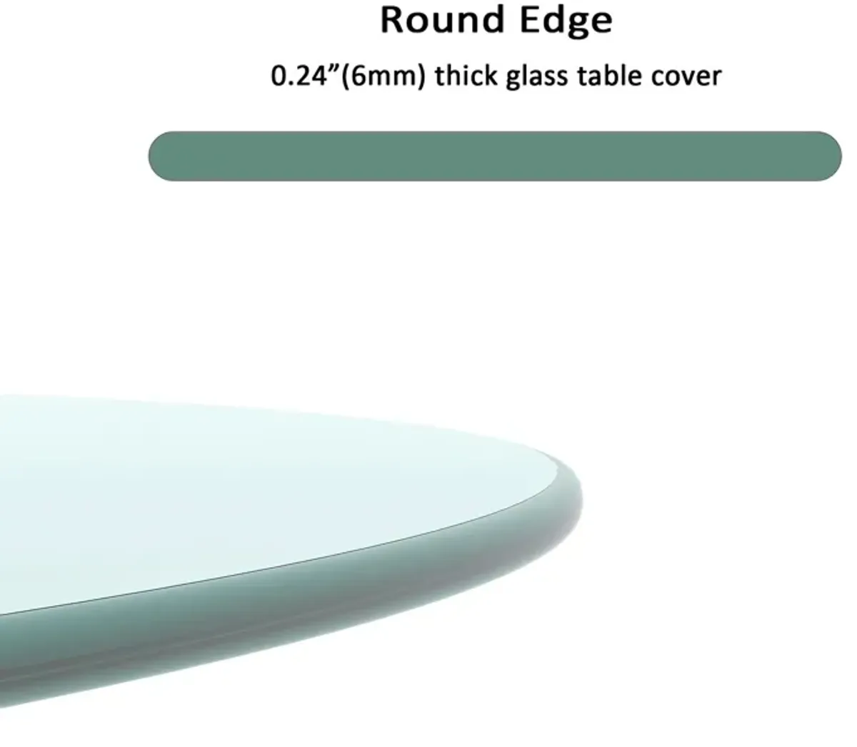 36" Round Tempered Glass Table Top Clear Glass 1 / 4’’" Thick Round Polished Edge - Transparent