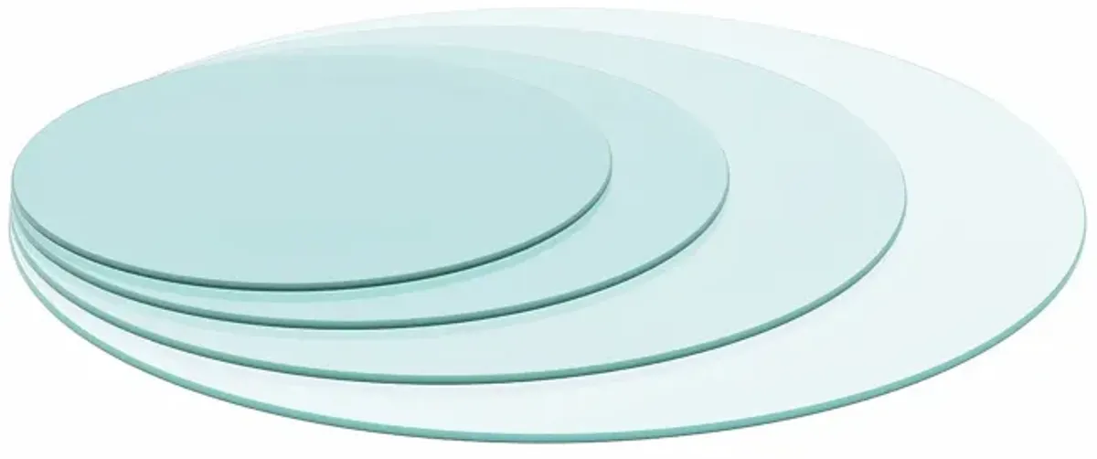 36" Round Tempered Glass Table Top Clear Glass 1 / 4’’" Thick Round Polished Edge - Transparent