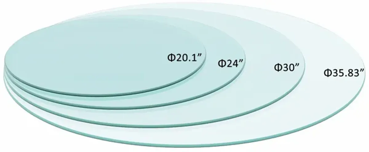 36" Round Tempered Glass Table Top Clear Glass 1 / 4’’" Thick Round Polished Edge - Transparent